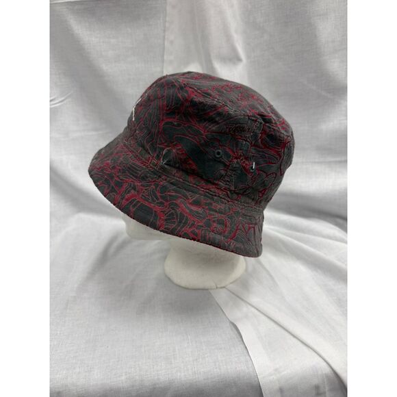 Air Jordan Retro Bucket Hat Black Red Abstract Pattern Streetwear Basketball - Picture 3 of 8